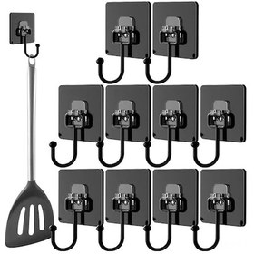 Resim Qingmipy Banyo Ve Mutfak İçin Sıcak Sıkı Tutucu Pvc + Metal Duvar Kanca, Siyah, 6.7x6.7 Cm, 10 Adet - Delme Yok, Su Geçirmez 