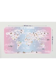 Resim Eğitici Dünya Haritası Dünya Atlası Çocuk Ve Bebek Odası Duvar Sticker -60x105-3801 - Renkli Çok Renkli 