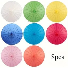 Resim Ronglight 8 Parçalı Renkli Dıy Boyanabilir Dekoratif Şemsiye Seti - Düğün Parti Fotoğraf Şemsiyesi 8 Parça Renkli Karışık Ve Uyumlu Şemsiyeler 