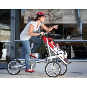 Resim Ebax Bisikletli Bebek Arabası Kırmızı 150KG Taşıma Kapasiteli 