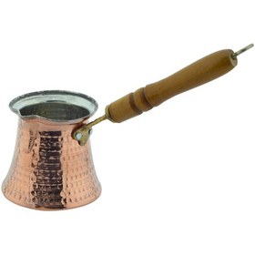 Resim Ludıa Ahşap Saplı El Yapımı Dövme Bakır Cezve No5 Kahve Cezvesi 