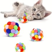 Resim 3 adet Pet Peluş Top Kedi Teaser Elastik Top Oyuncakları Kedi İnteraktif Oyuncaklar 