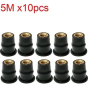 Resim Lasonstiges 30/10 Adet M5 / M6 Dışbükey Kauçuk Kuyu Perçin Somun Siyah Motosikletler İçin Kayık Ön Camlar Atv Autoroboile Aksesuarları 