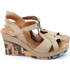 Resim Seç 3017 Dolgu Topuk Kadin Sandalet Topuk Boyu 8.5 Cm-platform 2 Cm Kum - 40 Kum 