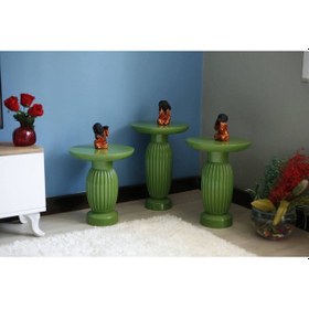 Resim Yeşil 3'lü Vazo Yan Sehpa Yeşil 