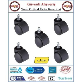 Resim Gross AVM Ofis Koltuk Mobilya Tekerleği - Dönerli Pimli Tekerlek - 5 Adet 