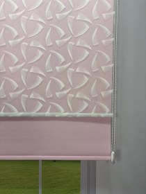 Resim Nova Serisi Üç Yaprak Desenli Çift Mekanizmalı Beyaz Tül Pembe Stor Perde Pembe 