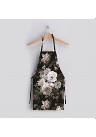 Resim Adawall Siyah Çiçek Tasarımlı Mutfak Önlüğü 