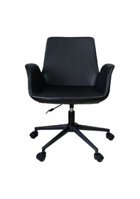 Resim Büro Sandalyesi Siyah Metal Ayaklı Siyah Suni Deri 