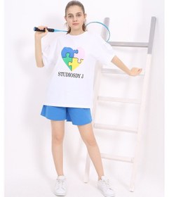 Resim Toontoy Kids Toontoy Kız Çocuk Baskılı Şortlu Takım Saks Mavi 