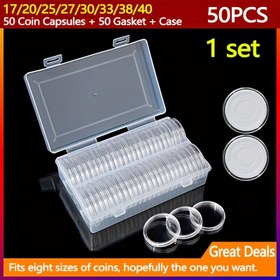 Resim 50 Adet Set (40mm Yuvarlak Kutu + İç Ped + Saklama Kutusu) Madeni Para Koleksiyon Kutusu, Anma Madeni Para Kapsülü, Yuvarlak Plastik Madeni Para Kutusu, Madalya Askeri Madeni Para Kutusu, Madeni Para Koleksiyon Malzemeleri, Sanat ve El Sanatları Malzemeleri 