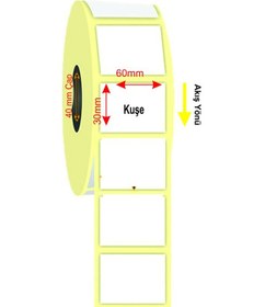 Resim 30x60 Kuşe Barkod Etiket 500 Sarım 