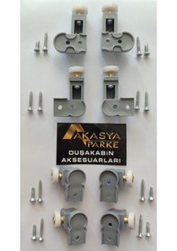 Resim Duşakabin Teker Seti Bella Serisi 1 Sabit 2 Hareketli Duşakabinle Gri 