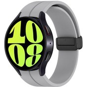 Resim Sones Samsung Galaxy Uyumlu Uyumlu Watch 6/6 Klasik Manyetik Katlanır Siyah Tokalı Silikon Saat Kordonu, Boyut: Büyük Boy 