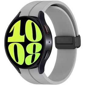 Resim Sones Samsung Galaxy Uyumlu Uyumlu Watch 6/6 Klasik Manyetik Katlanır Siyah Tokalı Silikon Saat Kordonu, Boyut: Büyük Boy 