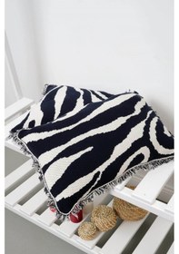 Resim Peraluna Zebra Pıllow %100 Organik Pamuk Triko Yastık Kılıfı 60x40 Cm Lacivert - Lacivert 