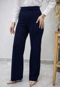 Resim Tesettür Dünyası Likralı Çimalı Bol Paça Pantolon TSD260161 Lacivert 
