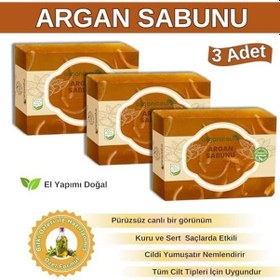 Resim Doğal Argan Sabunu 140 Gr X 3 Adet - Tüm Cilt Tipleri İçin - Nemlendirici Ve Besleyici Etki Acı Badem 