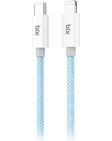 Resim Bix T3cl Type-c To Lightning İphone 27w Örgülü Hızlı Şarj Ve Data Kablosu 1 Metre Mavi 