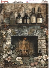 Resim Pirinç Dekopaj Kağıdı 30x42cm Pt-524 Vintage Şömine 