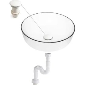 Resim Hakay Beyaz Seramik Başlıklı Pop-Up Lavabo Sifonu - KSF103-W 