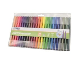 Resim Sketch Marker Fırça Uç+finelıner Pvc Çantalı 24 Renk K4253 
