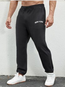 Resim New York Eşofman Altı Jogger - Siyah Baskılı Lastik Paça Yüksek Bel Siyah-260532 