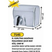 Resim Arı Metal Amatek El Kurutma Inox Saten 2360 W 8526 