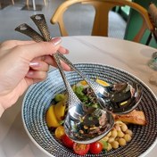 Resim 2 adet Paslanmaz Çelik Çorba Kepçesi Seti, Yuvarlak Şekil, Dayanıklı ve Şık, Yemek, Restoran ve Ev Kullanımı İçin Mükemmel - 1 Çorba Kaşığı ve 1 Süzgeç Kaşığı Dahil 