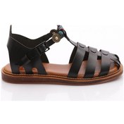 Resim Dgn 306 Kadin Bilekten Bağlama Boncuklu Sandalet Siyah 