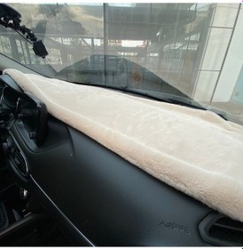 Resim Yumuşak Tüylü Oto Torpido Bagaj Üstü Örtü Peluş Halı Bej 130x40cm 
