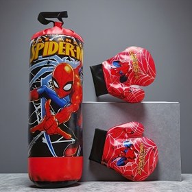 Resim 3 parça Marvel Spider-Man temalı boks seti, eldivenler ve açık hava spor çantası ile birlikte, Noel, Cadılar Bayramı, Paskalya ve doğum günü hediyeleri için ideal bir seçim 