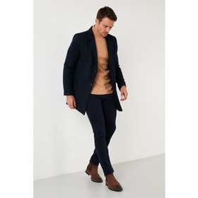 Resim Buratti Slim Fit Tek Yırtmaçlı Düğmeli Dik Yaka Kaşe Kaban Erkek KABAN 5840110 