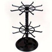 Resim 1 adet 2 Katlı Siyah/Şeffaf Dönebilir Teşhir Standı, Ayrılabilir Anahtarlık, Fidget Spinner, Kolye, Yüzük Organizatörü Çok Fonksiyonlu Küpe ve Saç Aksesuarları Tutucu Tezgahlar, Tuvalet Masası, Banyo ve Yatak Yanı Sahneleri için Uygun 