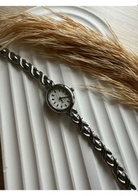 Resim Rub039 25 Mm Rubsey Retro Minimal Hasır Kordon Vintage Kadın Kol Saati Boncuk Model Gümüş Siyah 
