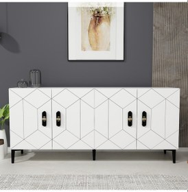 Resim Bosso Konsol Tv Sehpası Çok Amaçlı Dolap 150 Cm Beyaz 