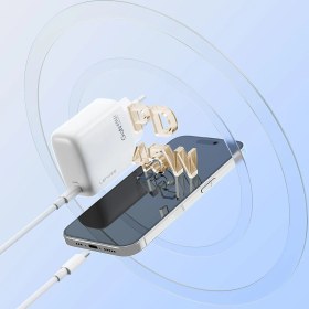 Resim Lenyes Lch94 Type-c Gan Teknolojili Pd Hızlı Şarj Özellikli Şarj Başlığı 45w Beyaz 