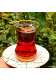 Resim Hometarz Çay Bardağı Takımı Porselen Tabaklı 6'Lı Nazen Gold Seti Çok Renkli 