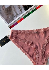 Resim Arlet Kadın Pamuklu Rahat Günlük Kullanım Dantelli Slip/külot Li Gül Kurusu 