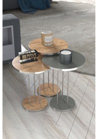 Resim Orta Sehpa Ve Zigon Sehpa Terra Set Gümüş Antrasit Ceviz Diğer 