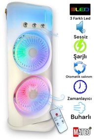 Resim MATEO Smart Taşınabilir Işıklı 3 Spreyli Şarjlı Vantilatör Buzlu Buharlı Mini Fan Nemlendirici 
