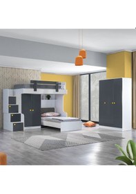 Resim Setaymobilya Metris Ranza Karyola 2 Kapaklı Dolap + 3 Kapaklı Dolap + 2 Yatak 