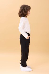 Resim Kalın Jogger Cepli Unisex Çocuk Eşofman Altı - Siyah / 10-11 Yaş 