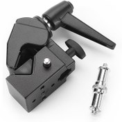 Resim Fotoğraf Stüdyosu ve Video Kamera Aydınlatması için Dahili Soketli Ekstra Dayanıklı Alüminyum Süper Kelepçe - 15 kg'a kadar Kameraları Sabitleyin, 1/4", 3/8" & 5/8" Bağlantı Noktalarına Uyar, Siyah, Sağlam Tasarım | Ağır Hizmet Yapısı, Kamera Kelepçesi Montajı 