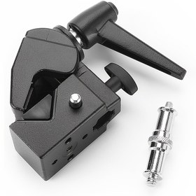 Resim Fotoğraf Stüdyosu ve Video Kamera Aydınlatması için Dahili Soketli Ekstra Dayanıklı Alüminyum Süper Kelepçe - 15 kg'a kadar Kameraları Sabitleyin, 1/4", 3/8" & 5/8" Bağlantı Noktalarına Uyar, Siyah, Sağlam Tasarım | Ağır Hizmet Yapısı, Kamera Kelepçesi Montajı 