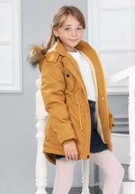 Resim Asortik Kids Kız Çocuk Çıkarılabilir Kapüşonlu Su Geçirmez Uzun Kaban Mont 