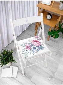 Resim RealHomes Özel Tasarım Çiçek Desenli Dijital Baskılı Fermuarlı Sandalye Minderi 