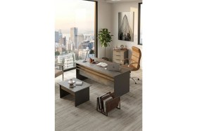 Resim Yurudesign Vista Abc Ofis Büro Masa Takımı Kahve-Beton-Antrasit Vs7-Cga 