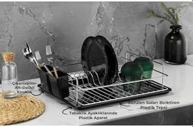 Resim Bulaşıklık Bulaşık Sepeti Tek Katlı Tabaklık Krom 