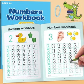 Resim 48 Sayfalık Çocuk Yazı Alıştırma Çalışma Kitabı, 0-100 Arası Sayıları Taklit Etme Sayfaları - Etkileşimli Öğrenme Aktiviteleri, Okul Öncesi, Anaokulu, Evde Eğitim için - El-Göz Koordinasyonunu ve Matematik Becerilerini Geliştirin - 3 Yaş ve Üzeri - Erken Yaş Eğitim Çalışma Kitabı 